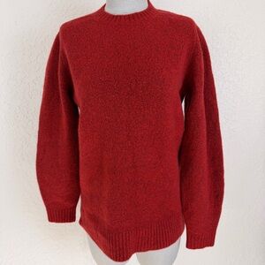 6397 Red Merino Wool Cashmere Crewneck Sweater XS Minimalist Knit